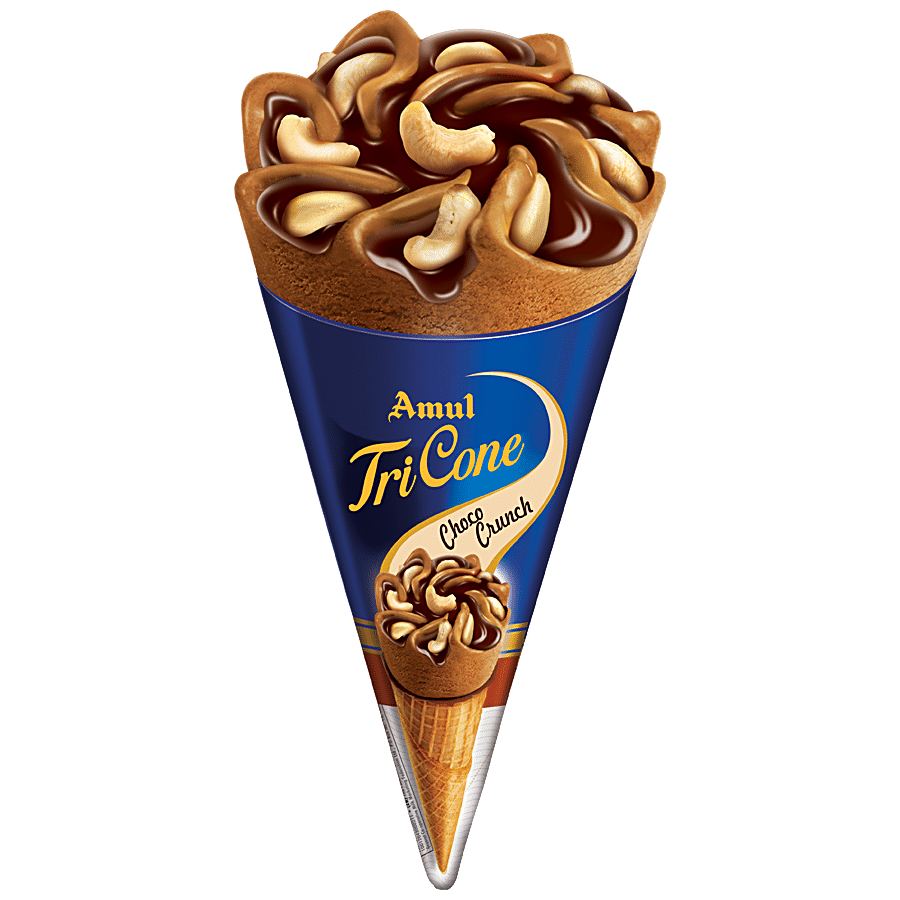 Amul Ice Cream, Tricone, Choco Crunch, 120 Ml