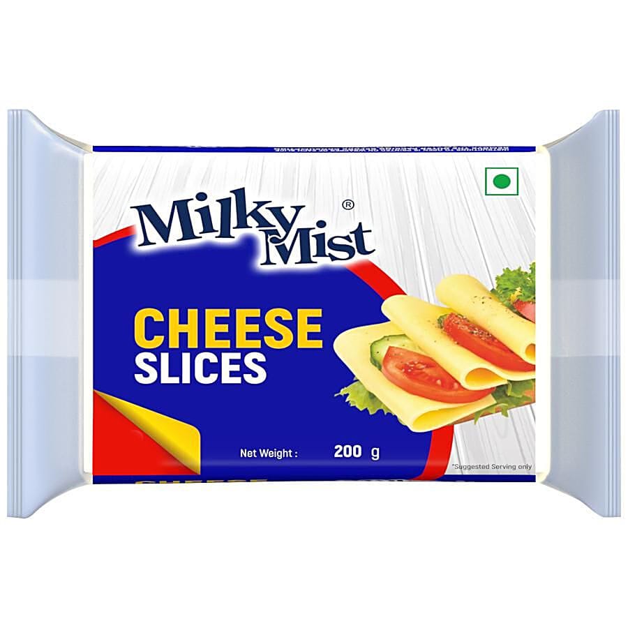 Milky Mist Cheese Slice, Rich In Protein, Calcium, Enhance Taste & Flavour, 200 G (10 Slices)