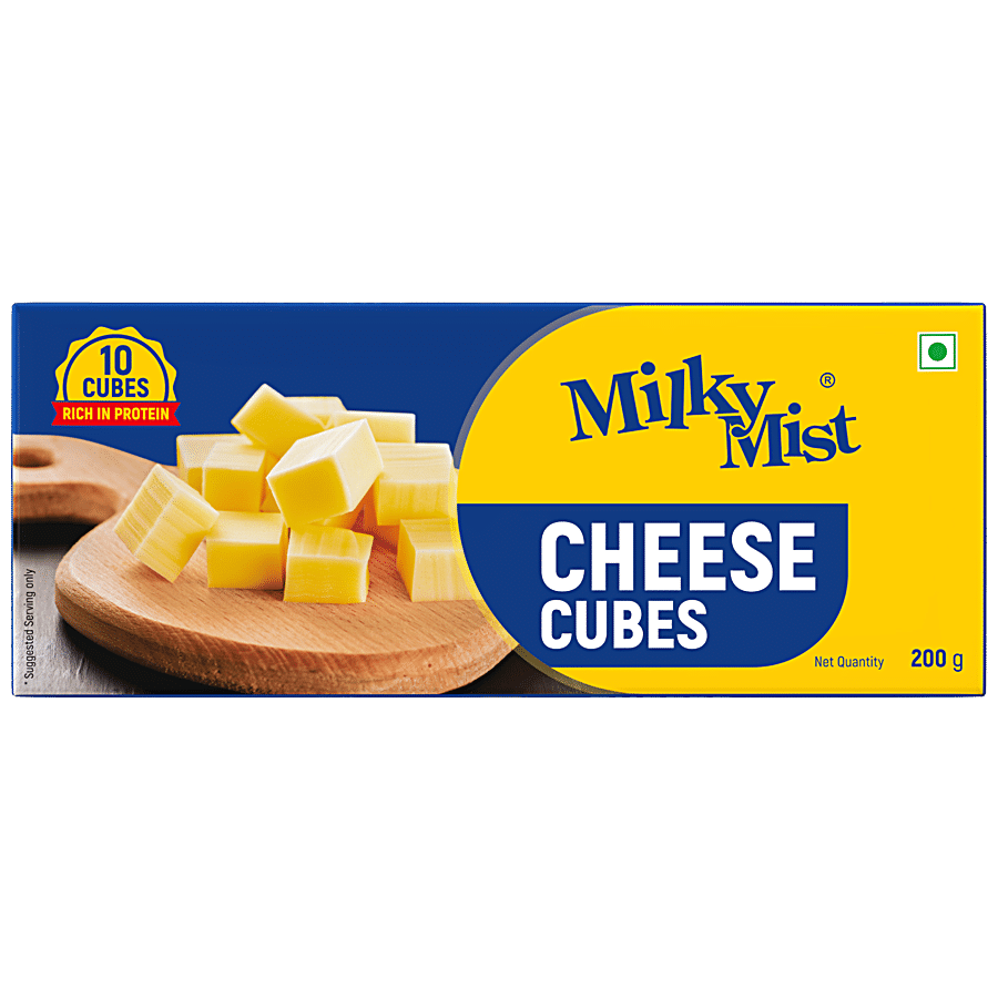 Milky Mist Cheese Cubes, Rich In Protein, Calcium, Enhance Taste & Flavour, 200 G Carton