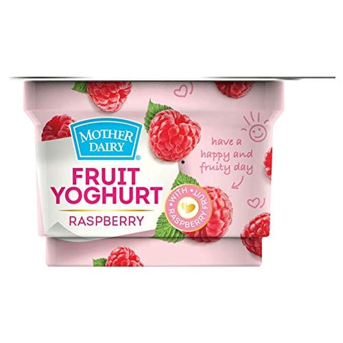 Mother Dairy Raspberry Yoghurt Cup Pouch, 100 G