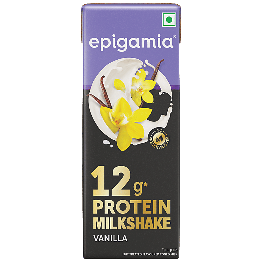 Epigamia Milkshake, Vanilla, High Protein, Creamy, Rich Flavour, Good Source Of Calcium & Vitamin A, 180 Ml