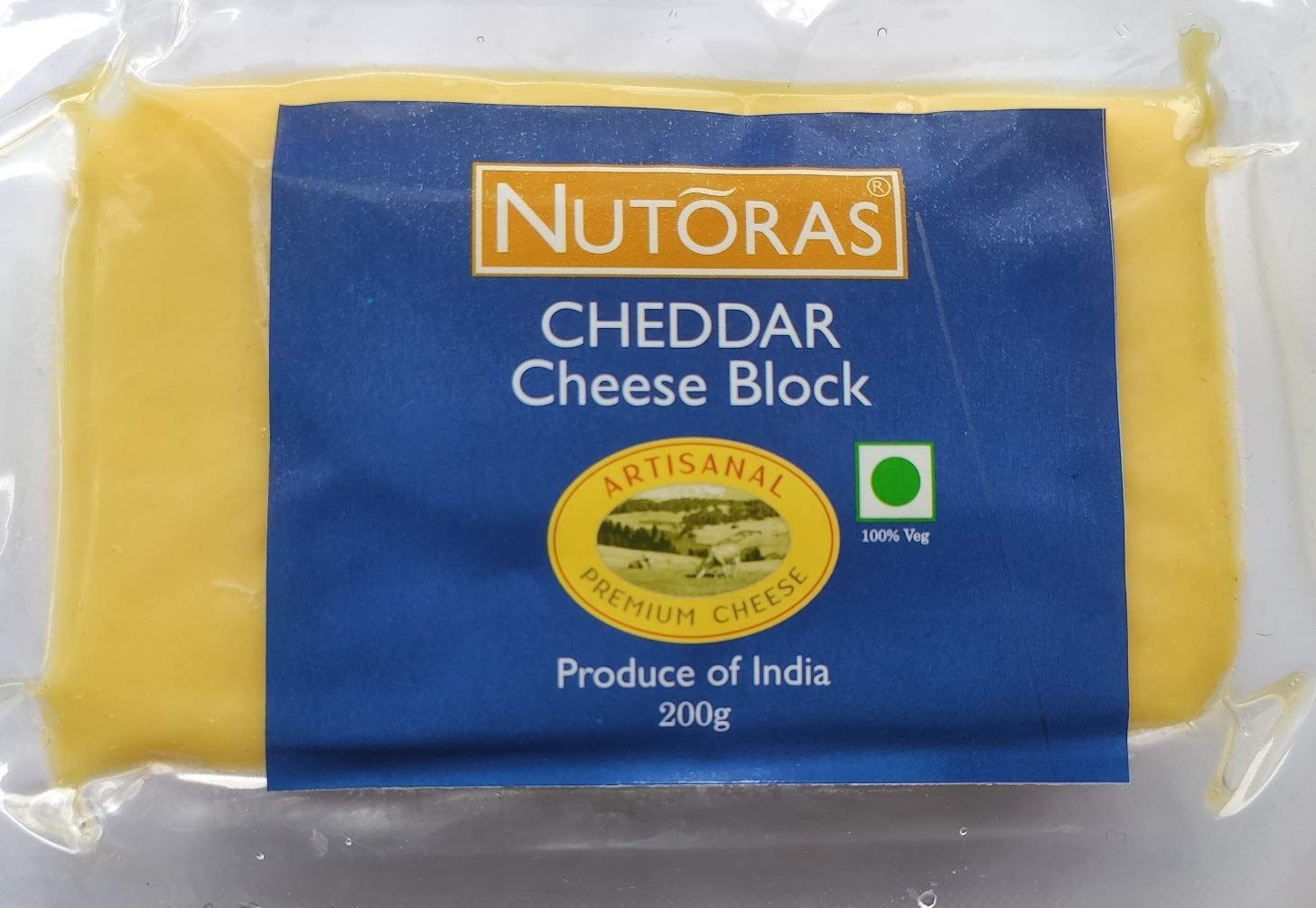 Nutoras Cheddar Cheese Block, 200 G