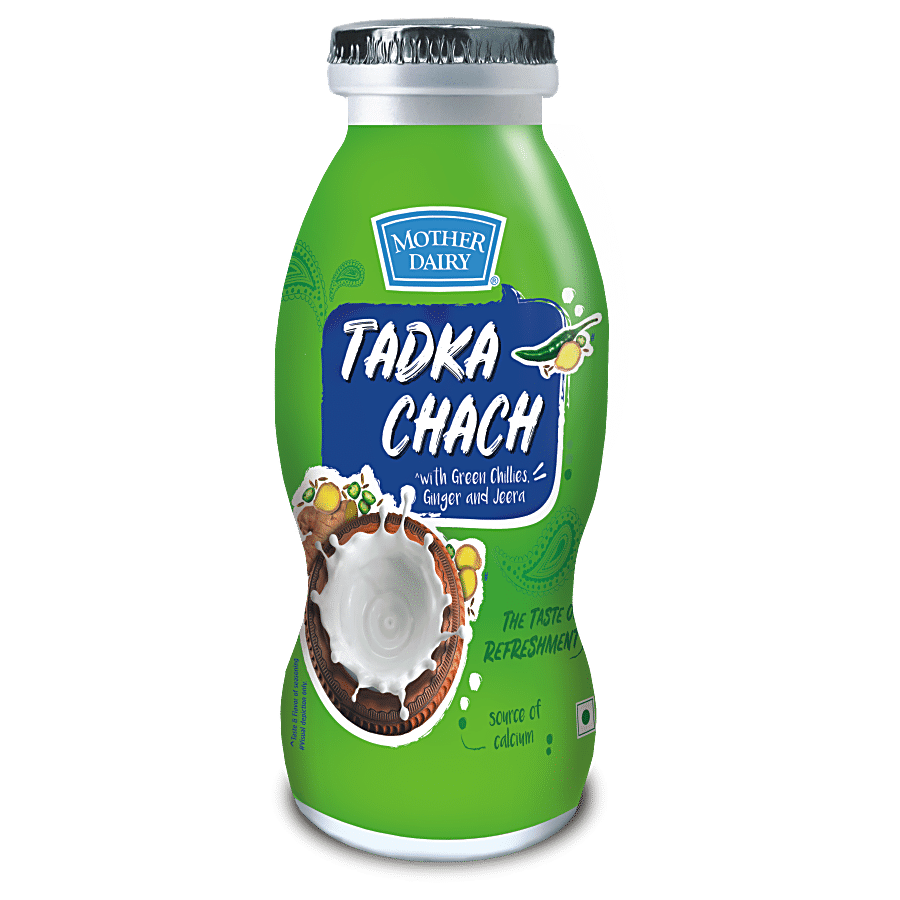 Mother Dairy Tadka Chaach, With Green Chillies, Ginger & Jeera, Source Of Calcium, 200 Ml