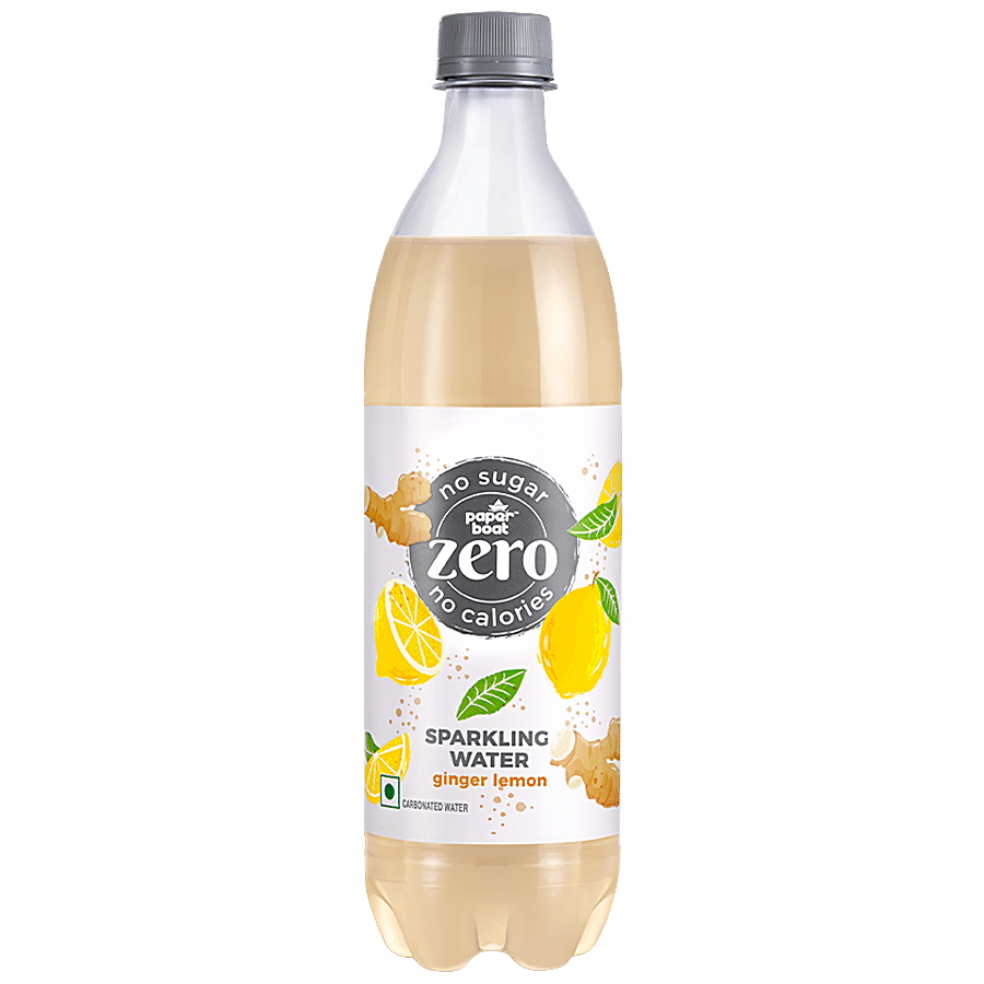 Paper Boat Sparkling Water, Ginger Lemon, Carbonated Water, Zero Sugar/Calories, 600 Ml