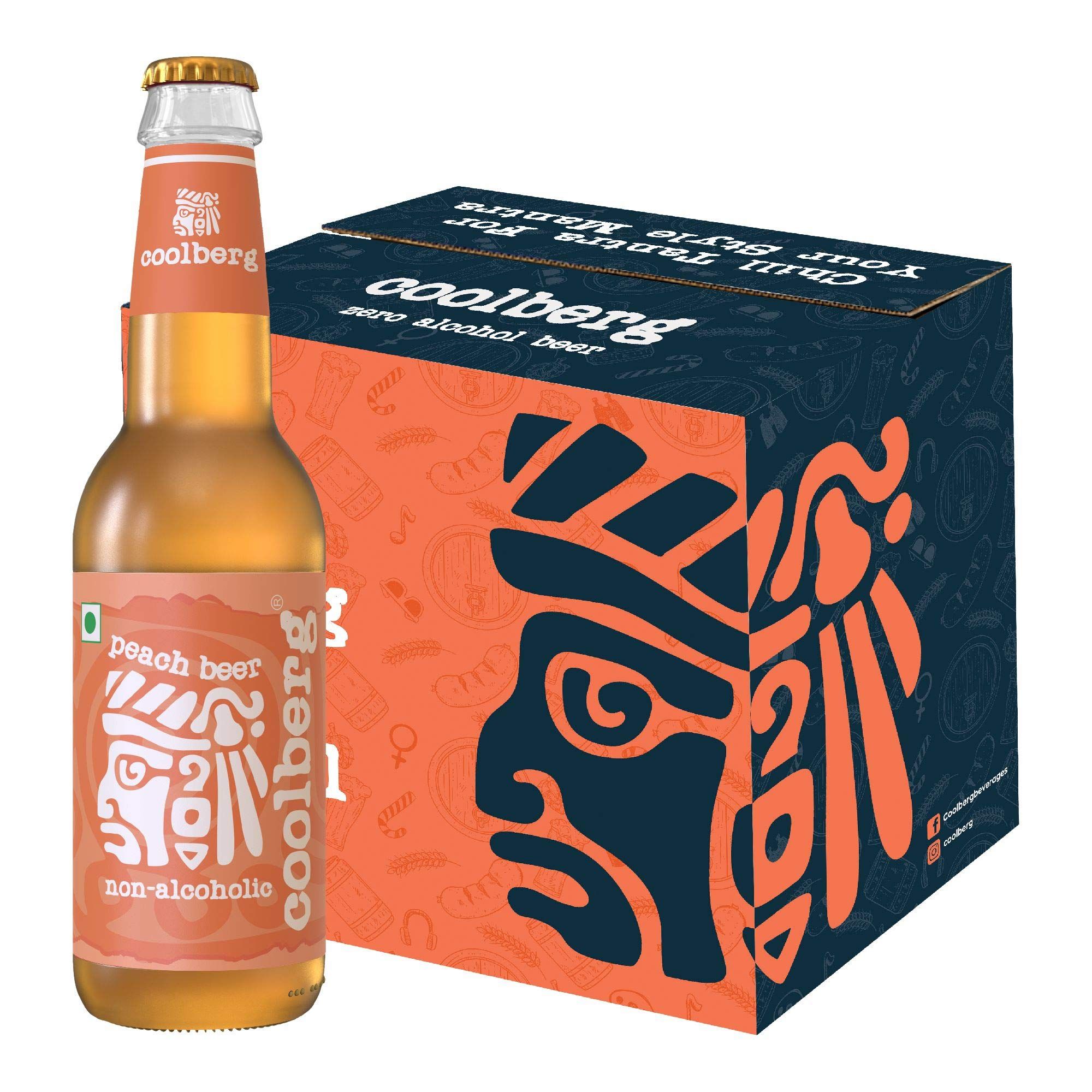 Coolberg Peach Non Alcoholic Beer 330Ml Glass Bottle, Pack Of 6 (330Ml X 6)