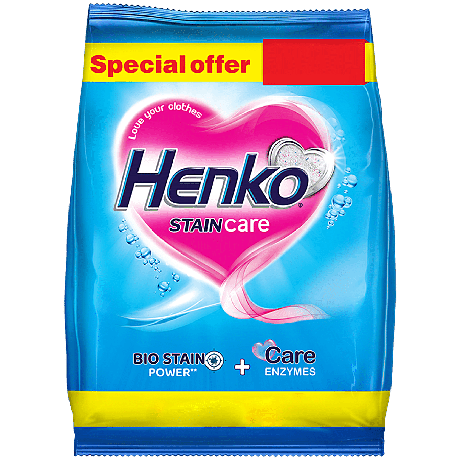 Henko Detergent Powder, Stain Care, 500 G Pouch