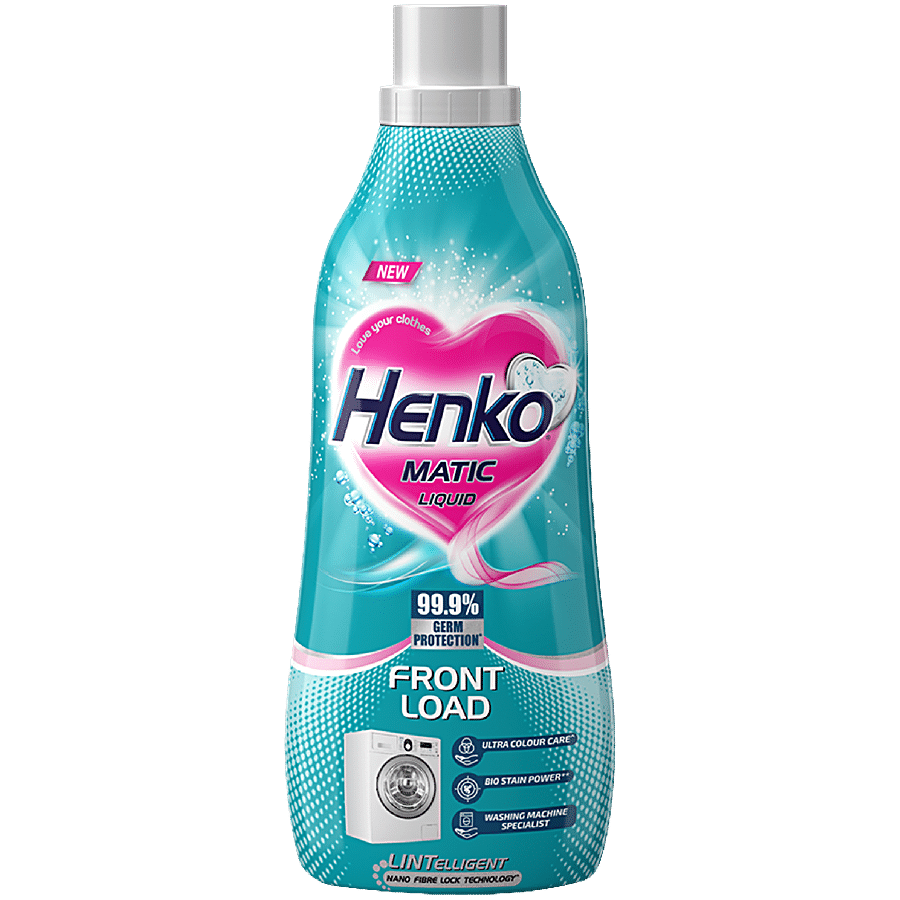 Henko Matic Liquid Detergent, Front Load With Nano Fibre Lock Technology, 99.9% Germ Protection, 1 L