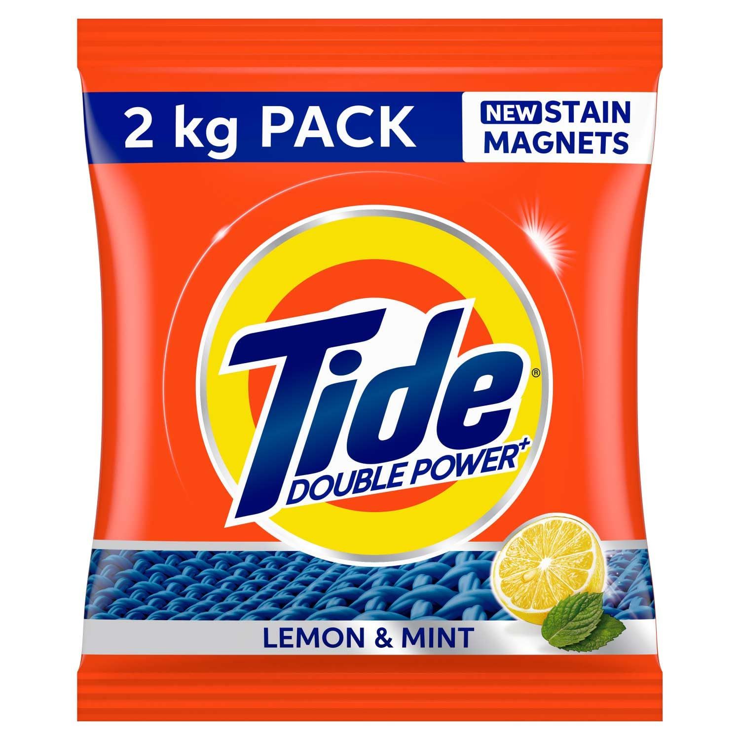 Tide Plus Double Power Detergent Washing Powder Lemon & Mint 2Kg