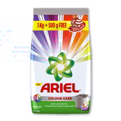 Ariel Colour Detergent Washing Powder, 1 Kg With Free Detergent Washing Powder, 500 G