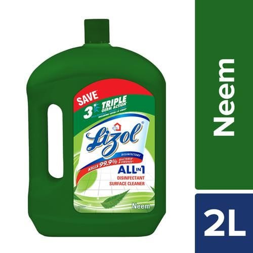 Lizol Disinfectant Surface & Floor Cleaner Liquid, Neem, 2 L Bottle