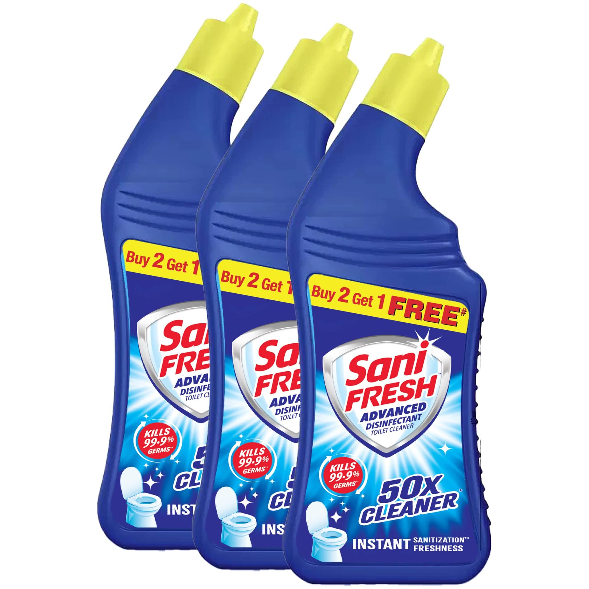 Sani Fresh Advanced Liquid Toilet Cleaner, 520Ml*3 (Buy 2 Get 1 Free), Advanced Thicker Formula, Removes Toughest Stains, Provides Long Lasting Freshness