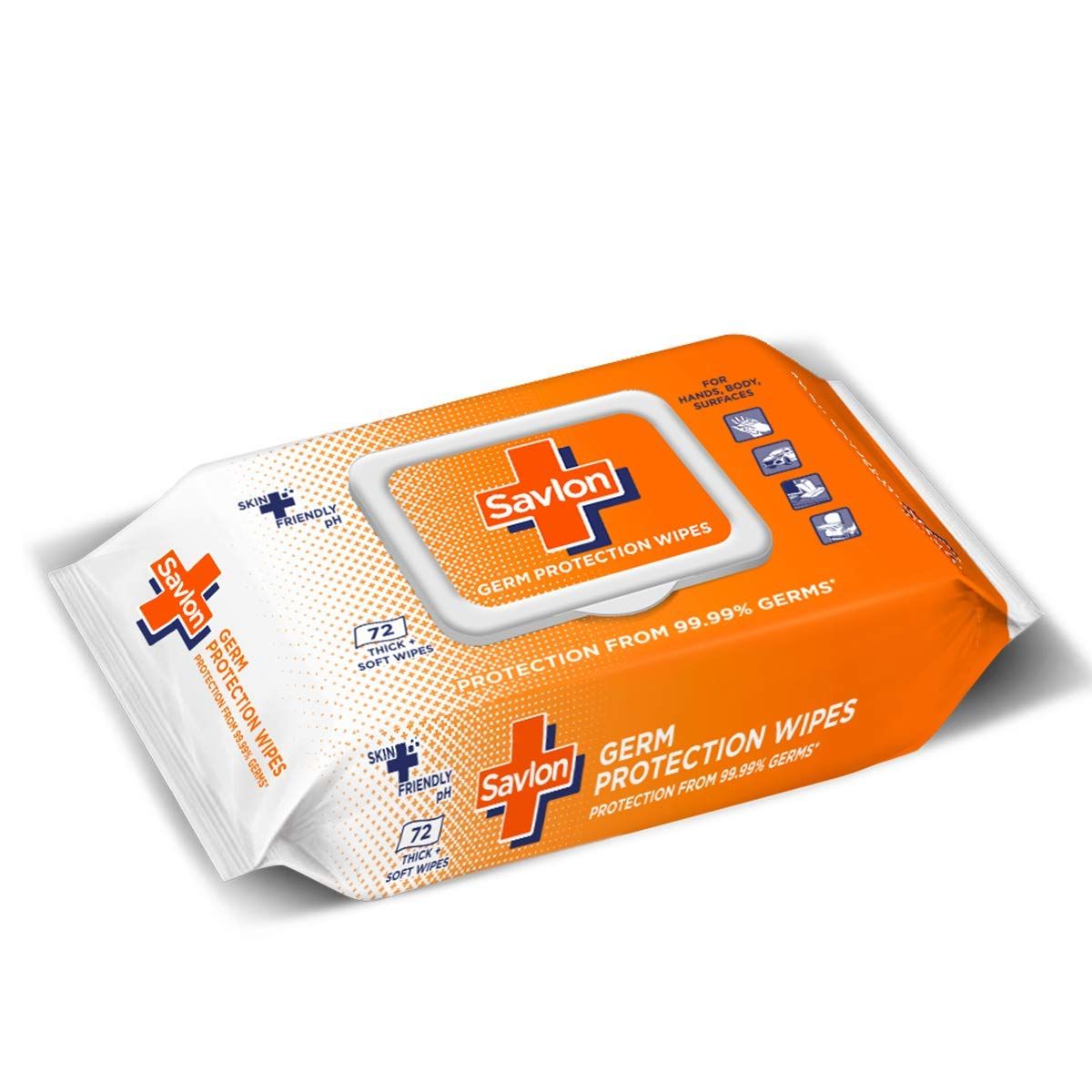 Savlon Germ Protection Wipes - Multi-Purpose, Hands, Body & Surfaces, 4 x 72 pcs Multipack