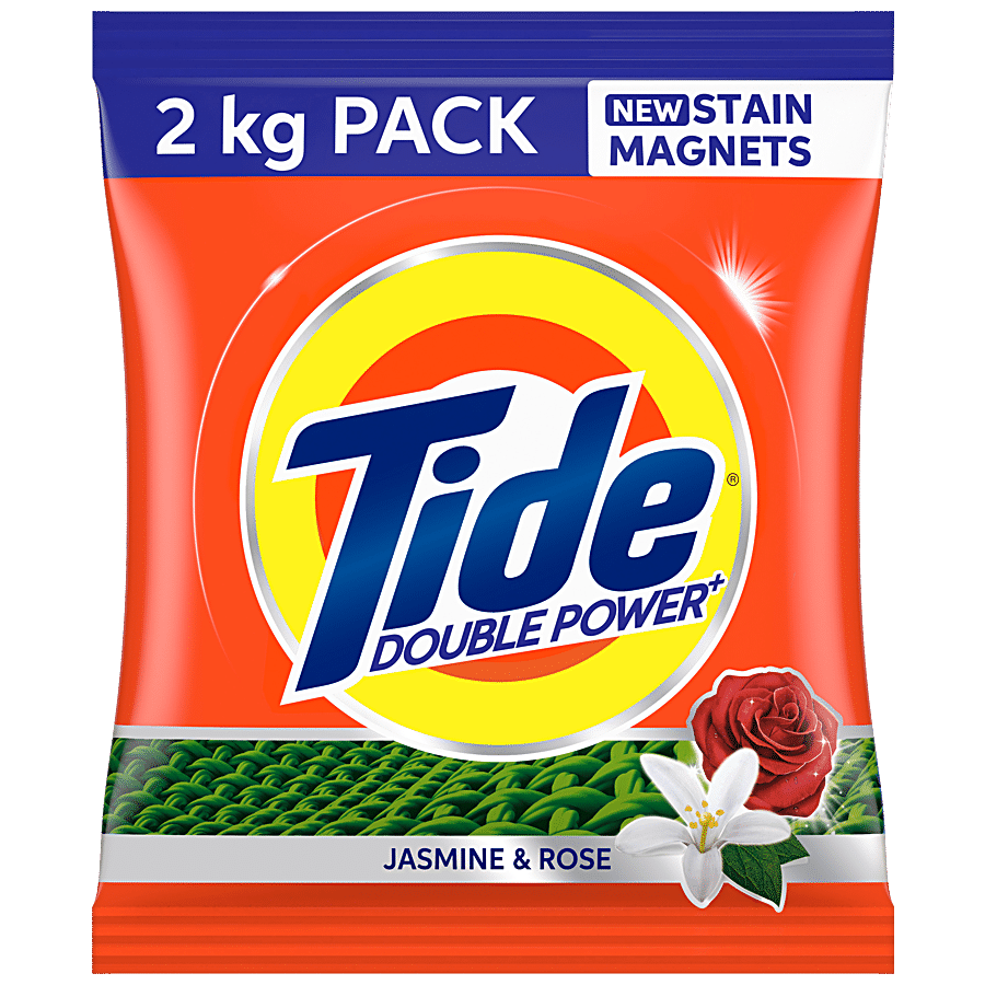 Tide Double Power Detergent Washing Powder, Top & Front Load, Jasmine & Rose, 2 Kg