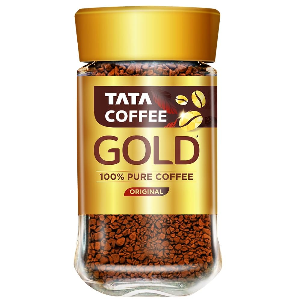 Tata Coffee Grand Tata Coffee Gold Original, Instant & Pure Coffee Jar, 50G, Freeze, Dried, Rich & Strong, Specially Sourced Robusta And Arabica Bean