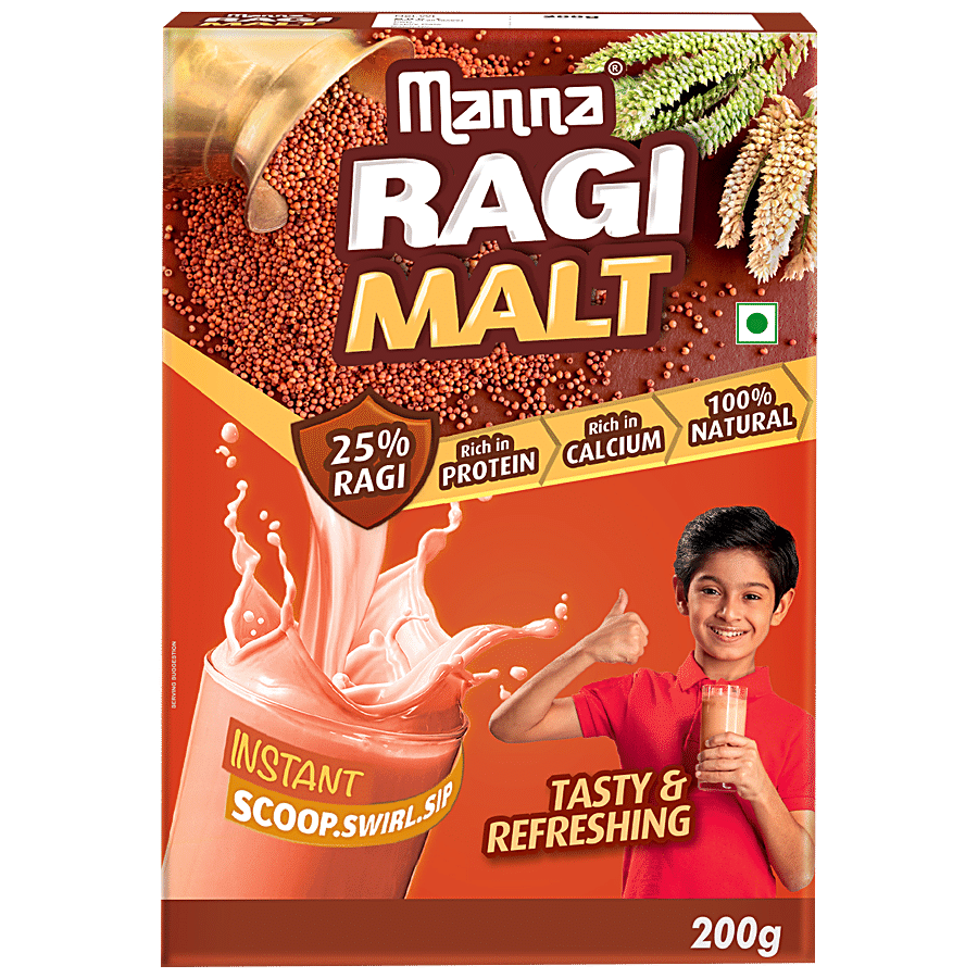 Manna Ragi Malt, Rich In Protein & Calcium, Natural & Healthy, 200 G Carton
