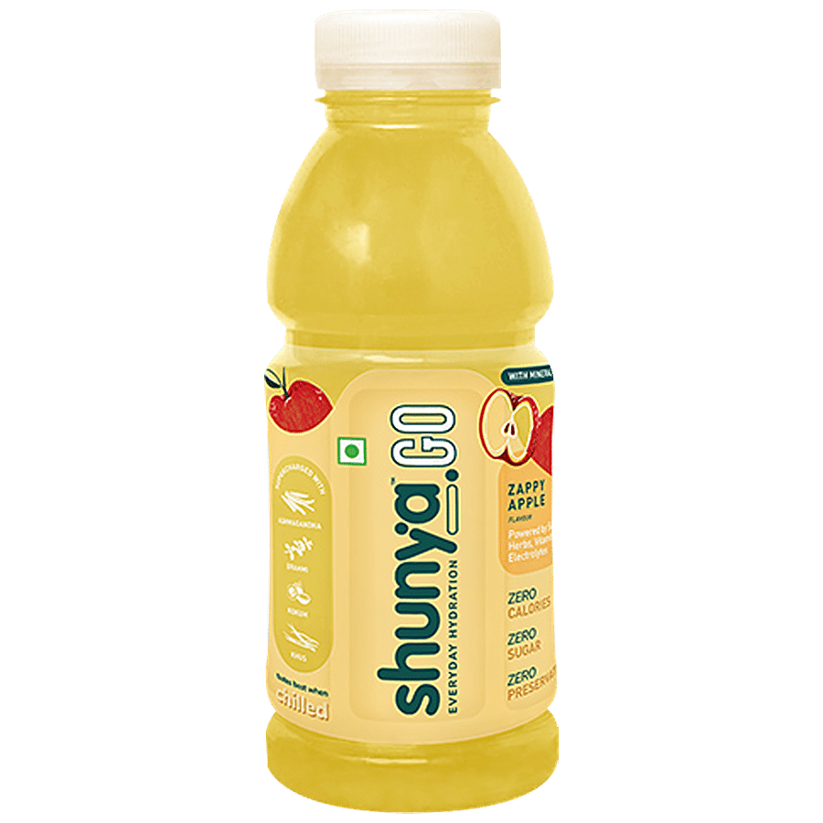 Shunya Go Zappy Apple, Active Hydration Drink With Zero Sugar & No Preservatives, 300 Ml Bottle
