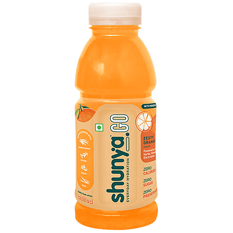 Shunya Go Zesty Orange, Active Hydration Drink With Zero Sugar & No Preservatives, 300 Ml Bottle