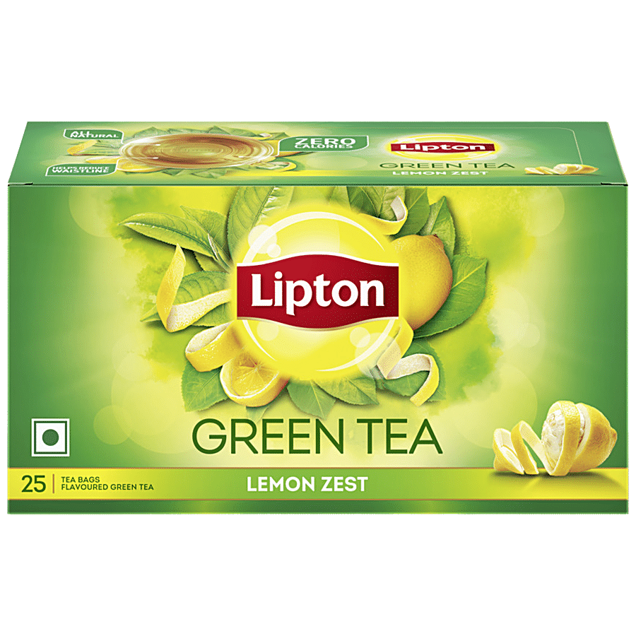 Lipton Green Tea Bags, Lemon Zest, 32.5 G (25 Bags X 1.3 G Each)