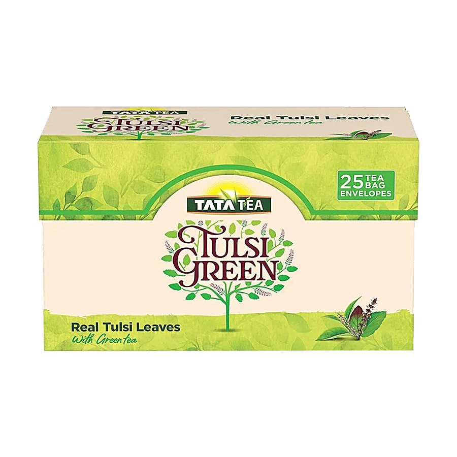 Tata Tea Real Tulsi Leaves With Green Tea, 32.5 G (25 Bags X 1.3 G Each)