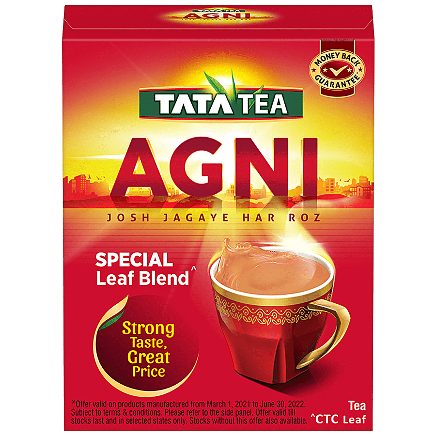 Tata Tea Agni Black Tea, Special Leaf Blend, Ctc, Strong Taste, Energising, 500 G Box