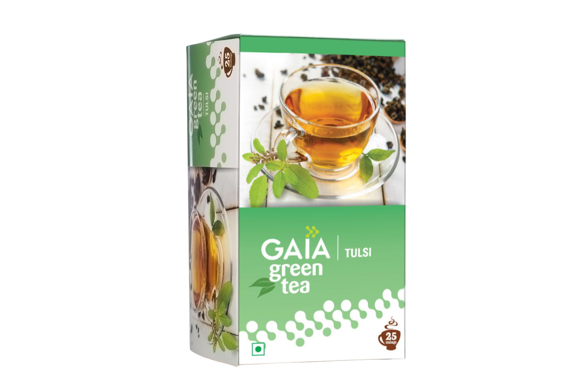 Gaia Green Tea, Tulsi, 50 G (25 Bags X 2 G Each)