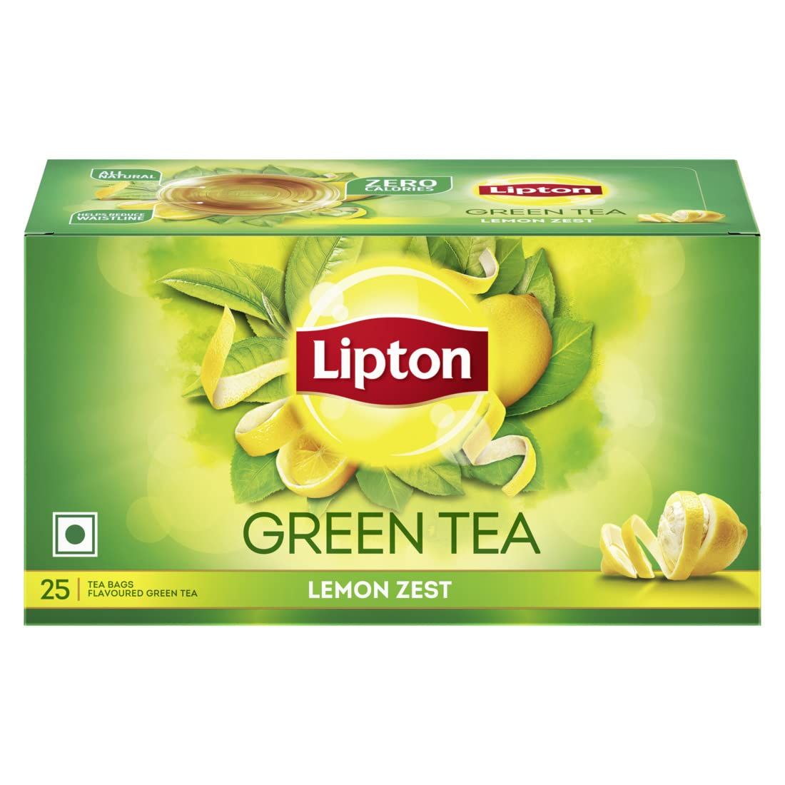 Lipton Lemon Zest Green Tea Bags, 25 Pieces * 1.3G Each