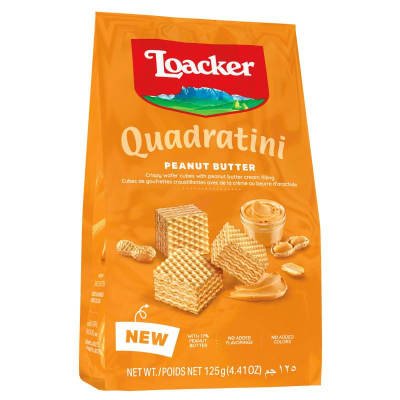 Loacker Quadratini Peanut Butter Wafer, 125 gm