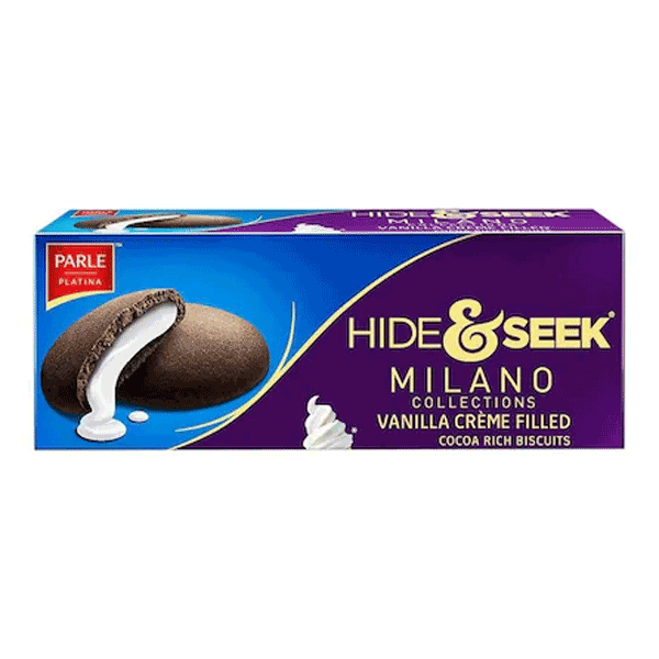 Parle Hide & Seek Milano Vanilla Creme Filled Biscuits, 75 gm