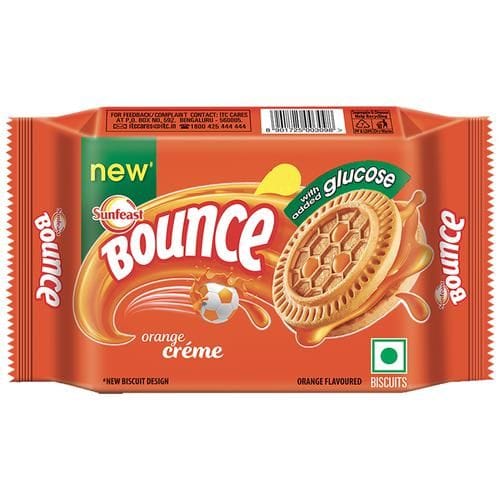 Sunfeast Bounce Biscuits - Orange Creme Cookies, 39 gm