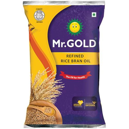 Mr. Gold Refined Oil - Rice Bran, 1 L Pouch