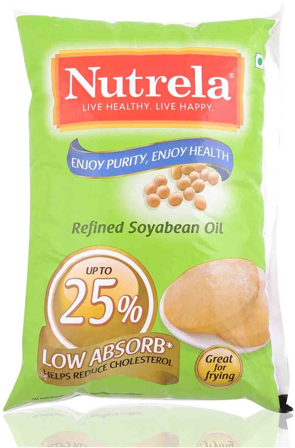 Nutrela Oil - Refined Soybean Oil, 1L Pouch