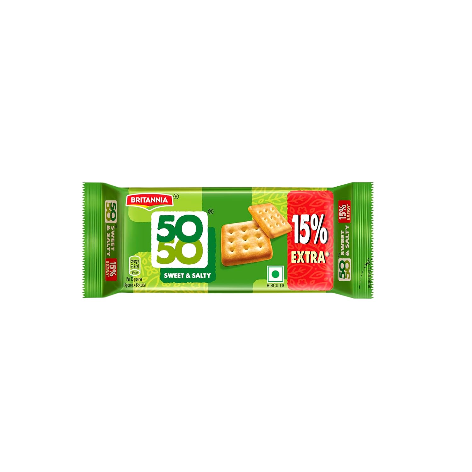 Britannia 50-50 Sweet & Salty Biscuits, 40G, Light Brown