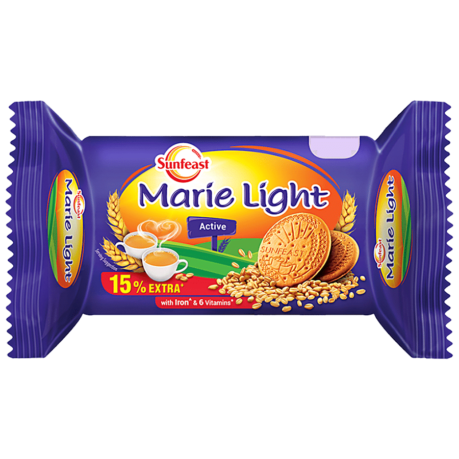 Sunfeast Marie Light Active Biscuits - With Iron & 6 Vitamins, Tea Time Partner, 76 G Pouch