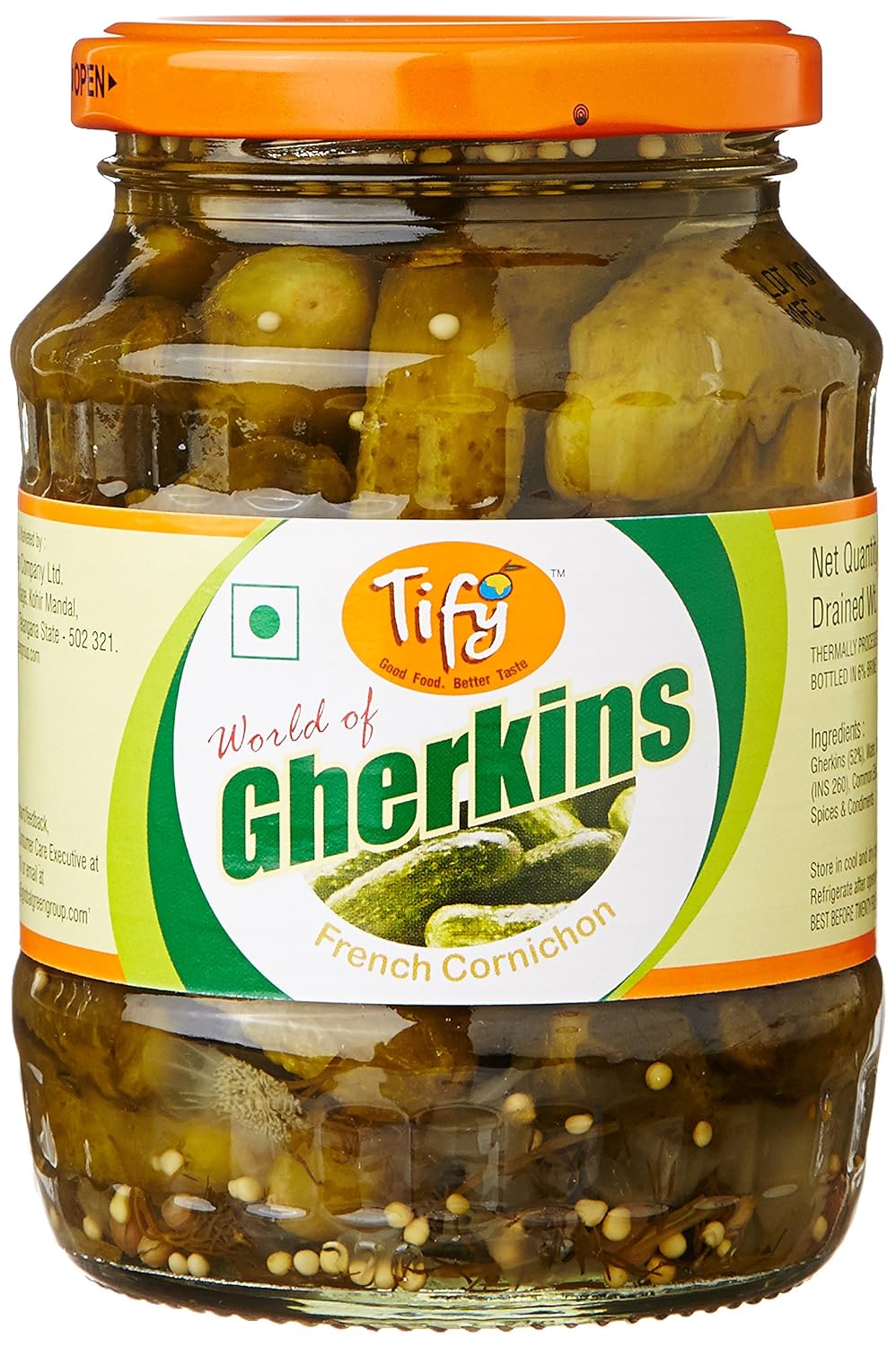 Tify Cornichon Gherkins Whole, 350 G