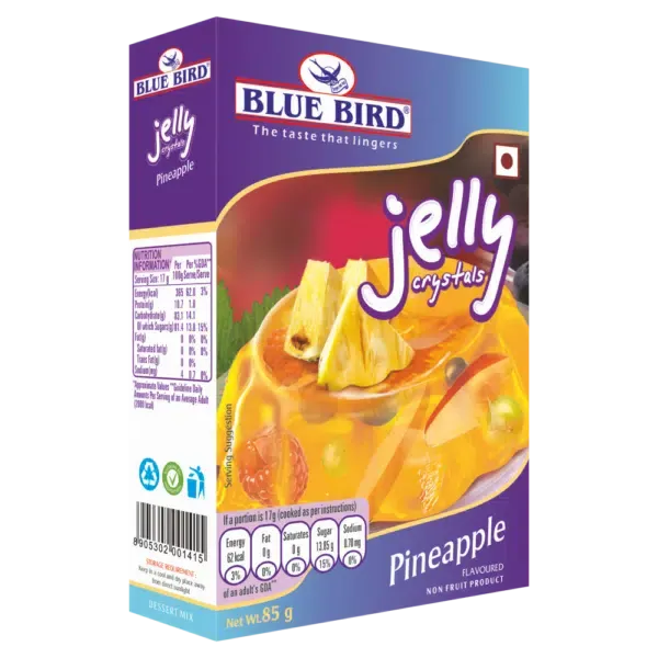 Blue Bird Jelly Crystals Pineapple, 85 gm