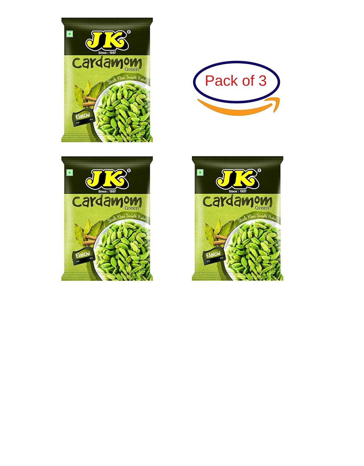 Jk Masale Green Cardamom (Elaichi) Small - Combo (3X25G)