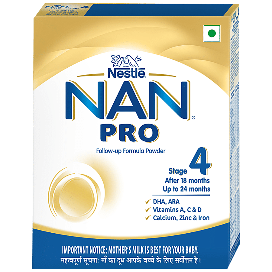Nestle Nan Pro 4 Follow, Up Formula Powder, After 18 Months, Up To 24 Months, Stage 4, 400 G Bag, In, Box