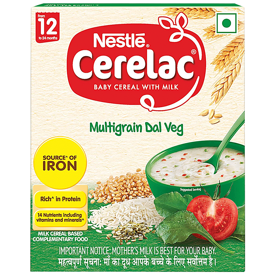 Nestle Cerelac Baby Cereal With Milk, Multigrain Dal Veg, From 12 To 24 Months, 300 G Box