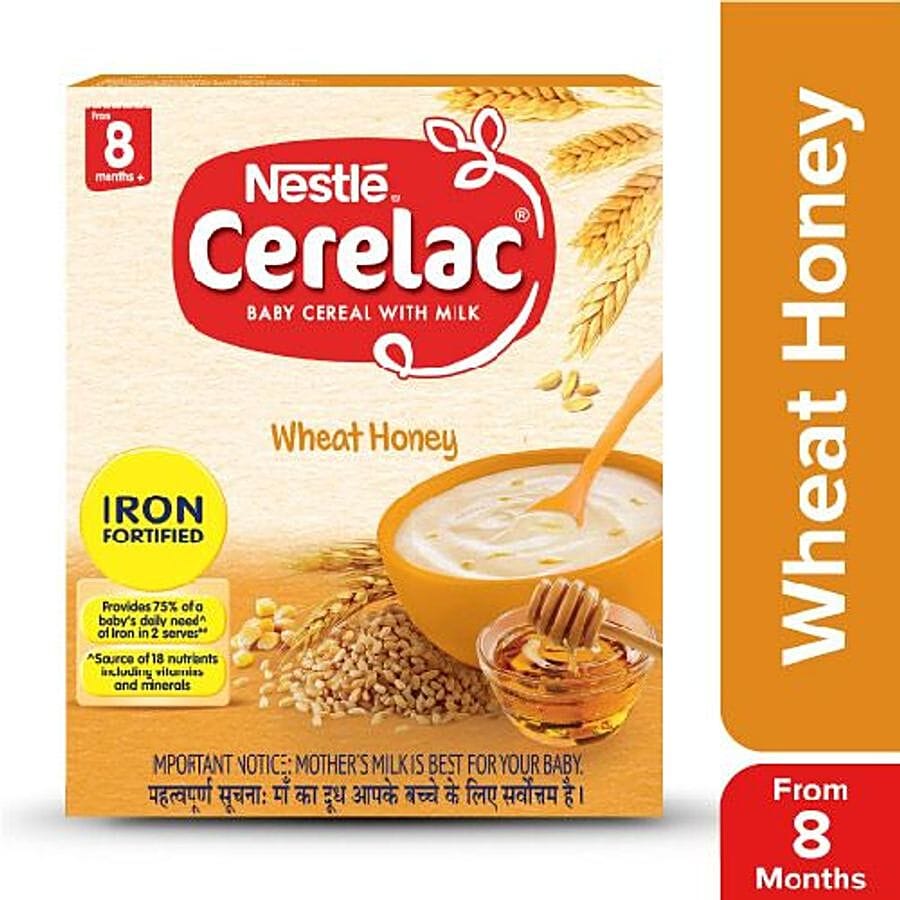 Nestle Cerelac Fortified Baby Cereal With Milk, Wheat Honey, From 8 Months, 300 G Bag, In, Box