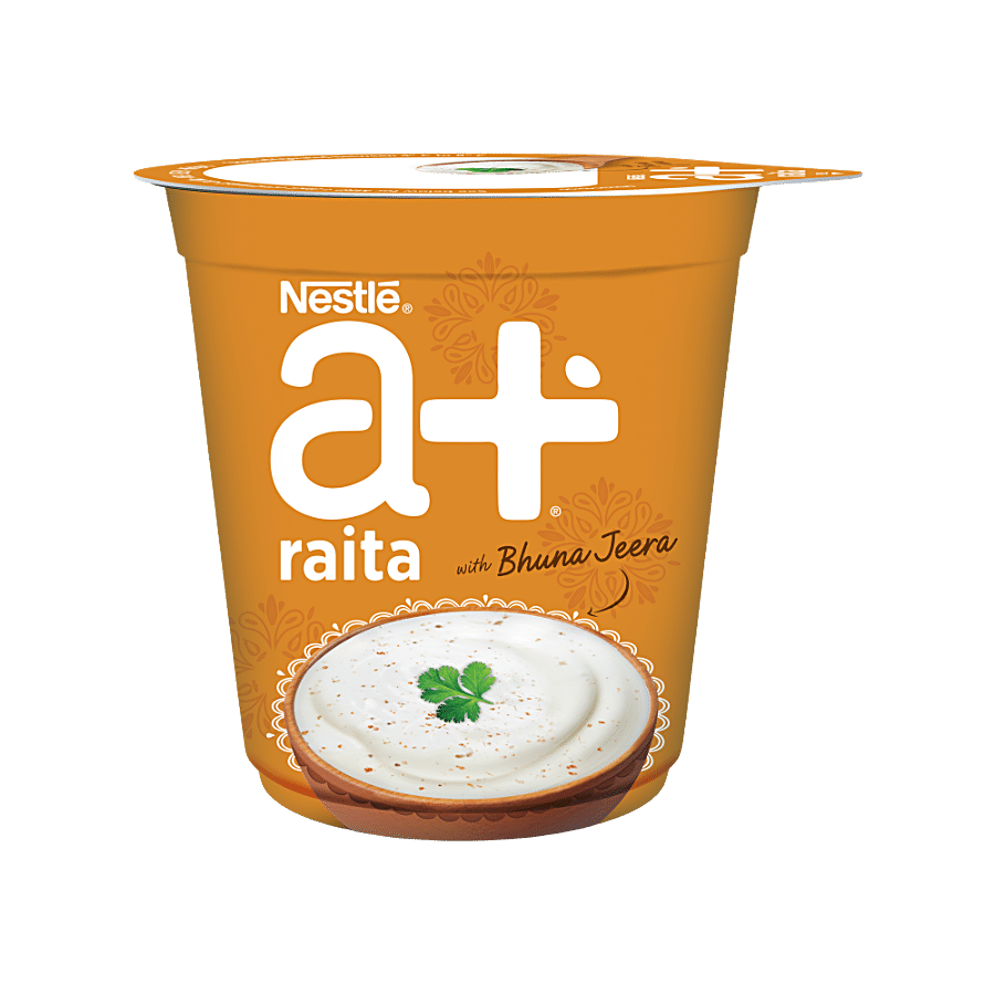 Nestle A+ Raita Bhuna Jeera, Made From Pasteurized Double Toned Milk, 185 G Cup