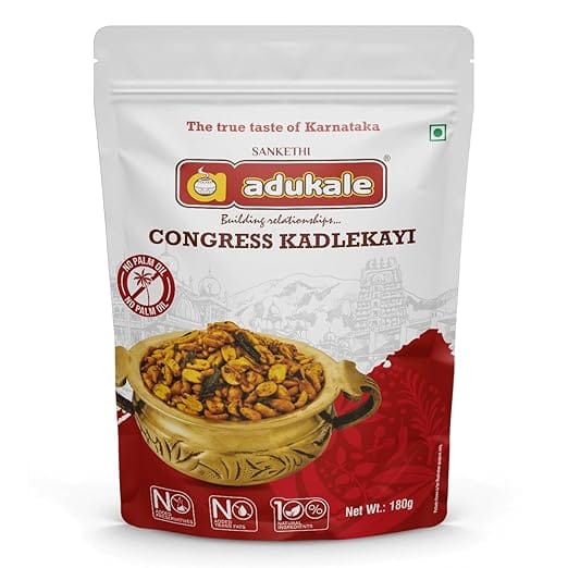 Adukale Congress Kadlekayi (Roasted Peanuts) 180 Gms Pack | No Palm Oil