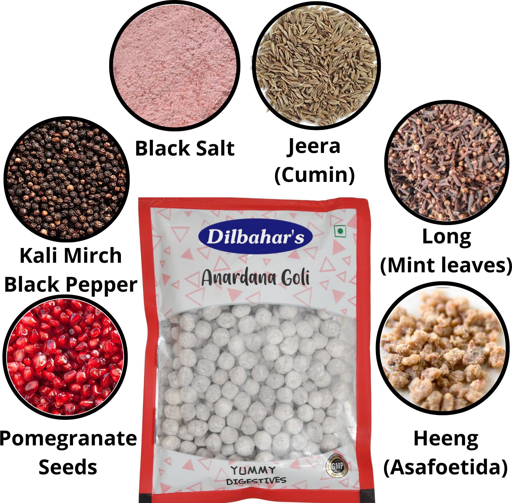 Dilbahar Yummy Digestive Anardana Goli (500G) Pomegranate Candy (500 G)