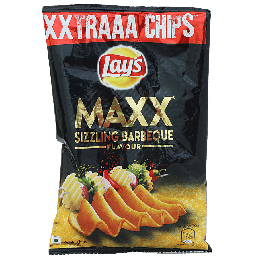 Lay'S Maxx Potato Chips - Sizzling Barbeque Flavour, Crunchy Crispy Snacks, 34 G Pouch