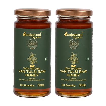 Sanjeevani Organics Van Tulsi Raw Honey | 100% Natural Honey | 300g (Pack of 2) – Premium Quality, Processed Honey for Freshness and Flavor Sanjeevani Organics Van Tulsi Raw Honey | 100% Natural Honey | 300g (Pack of 2) – Premium Quality, Processed Honey for Freshness and Flavor