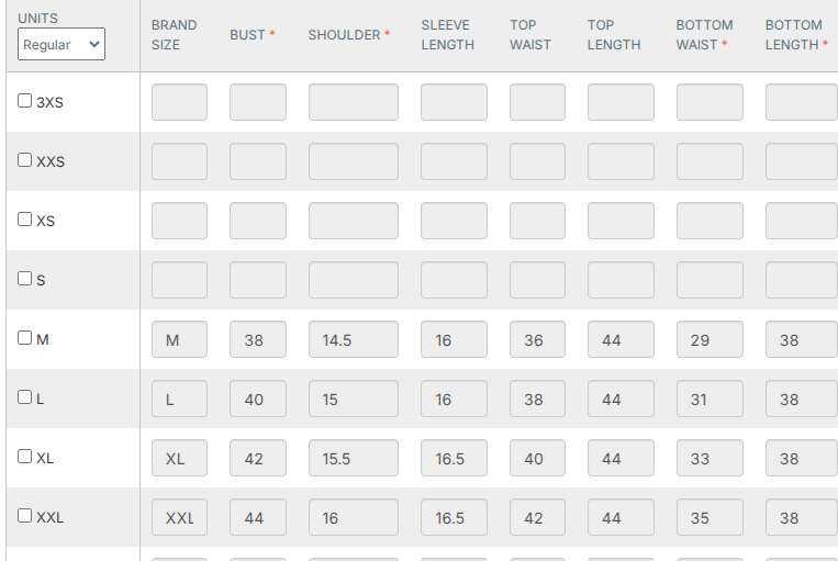 Size Guide Size Guide