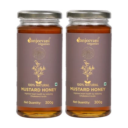 Sanjeevani Organics 100% Natural Mustard Honey Combo Pack of 2, 600g – Authentic & Unpasteurized Honey in Glass Jars, Sanjeevani Organics 100% Natural Mustard Honey Combo Pack of 2, 600g – Authentic & Unpasteurized Honey in Glass Jars,