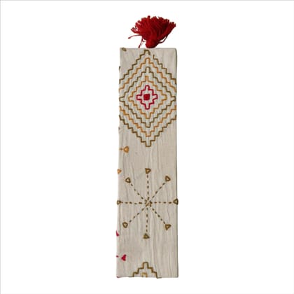 CHARBHUJ Embroidered White Bookmark CHARBHUJ Embroidered White Bookmark
