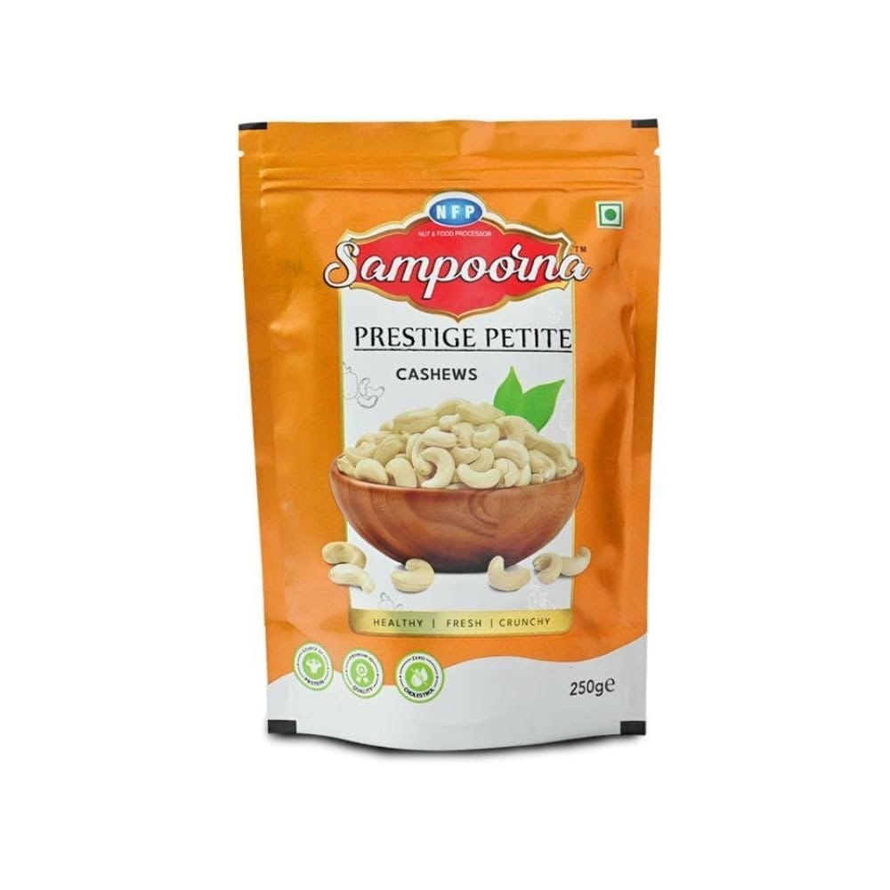 NFP Sampoorna Foods Prestige Petite Whole Cashews 250g -Premium Cashews -100% Natural & Crunchy