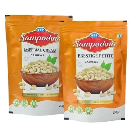 NFP SAMPOORNA Sampoorna foods Imperial & Prestige Organic Premium Cashew Nuts(Kaju) Unsalted Gluten Free Dry Fruits Combo Pack (2 x 250g)