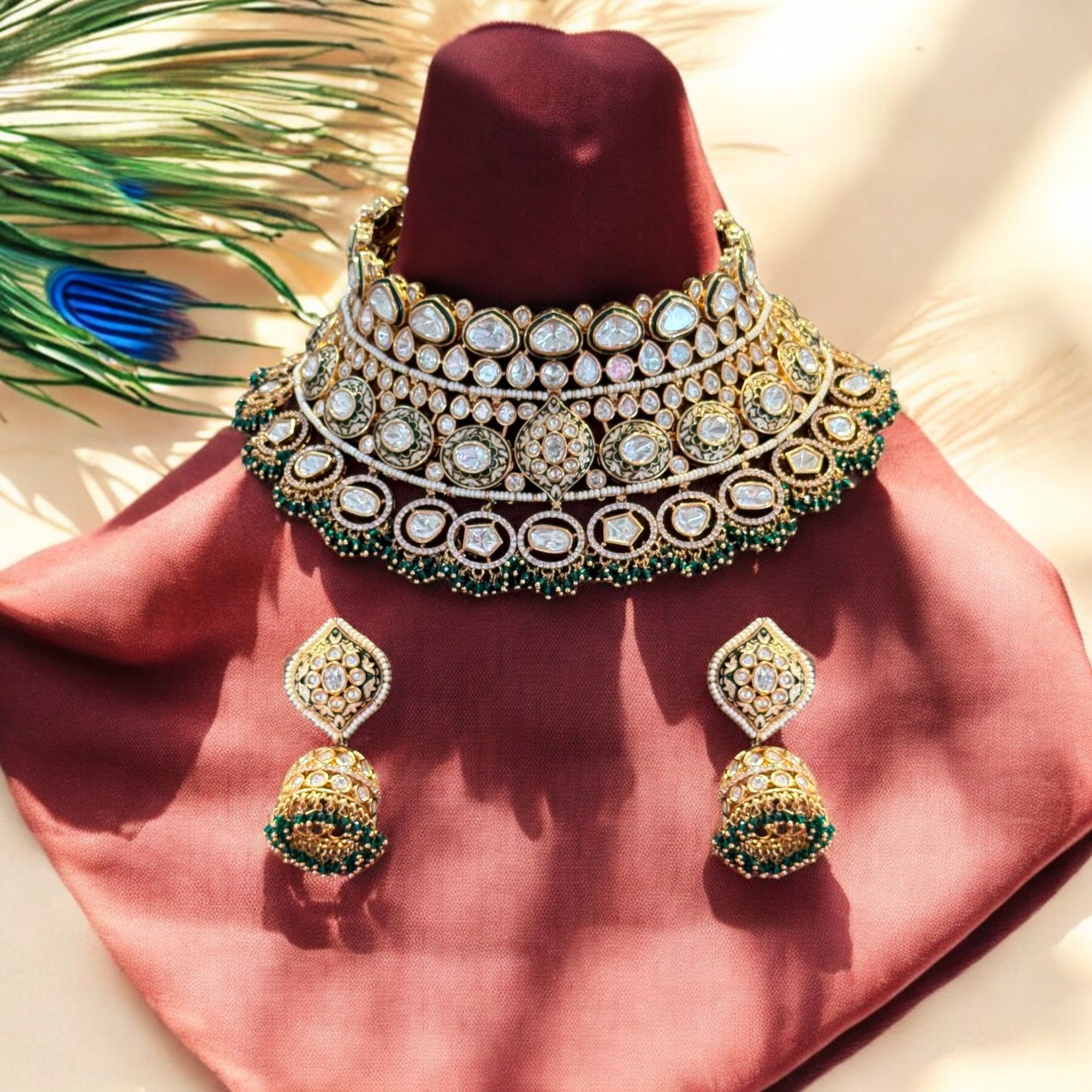 Exquisite Kundan and Pearl Choker Necklace Set By Dia Art Jewels